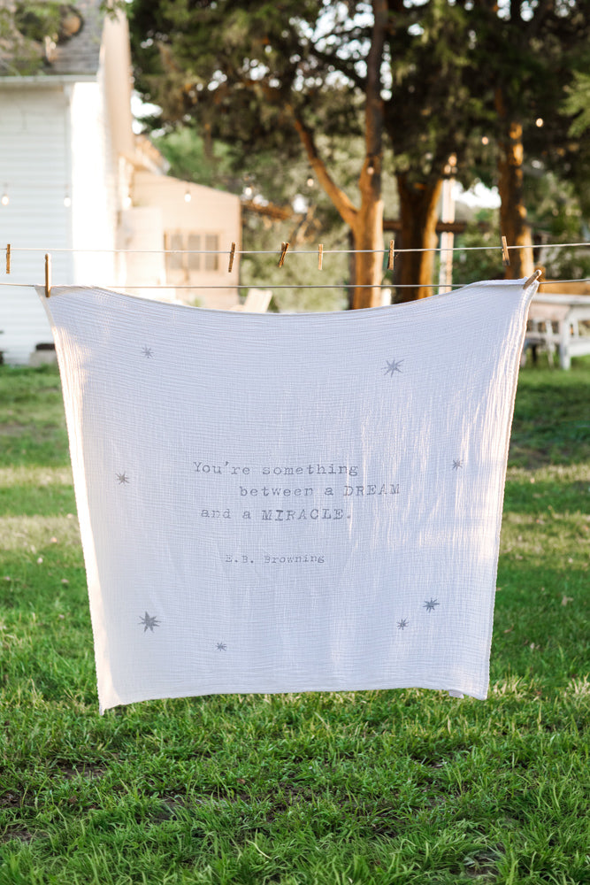 A Dream And A Miracle (E.B. Browning) Swaddle Blanket 47"x47"