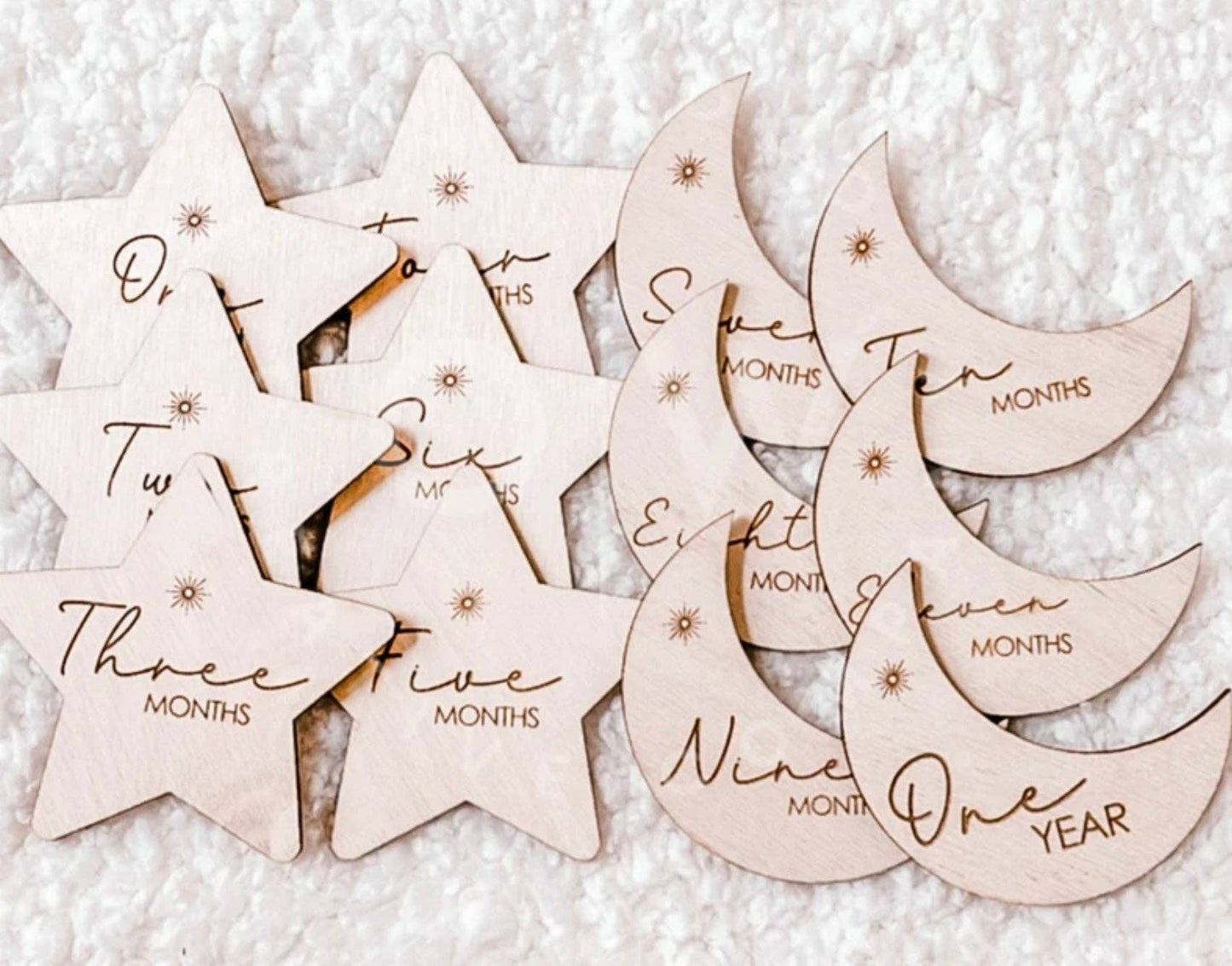 First Year Milestone Tiles - Star & Moon