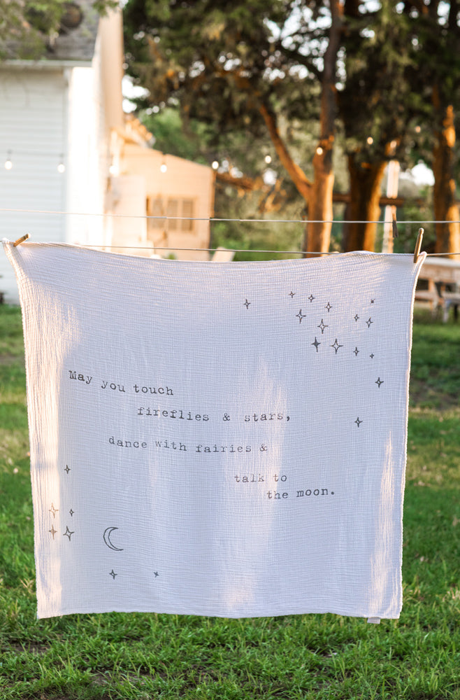 May You Touch Fireflies Swaddle Blanket 47”x47"