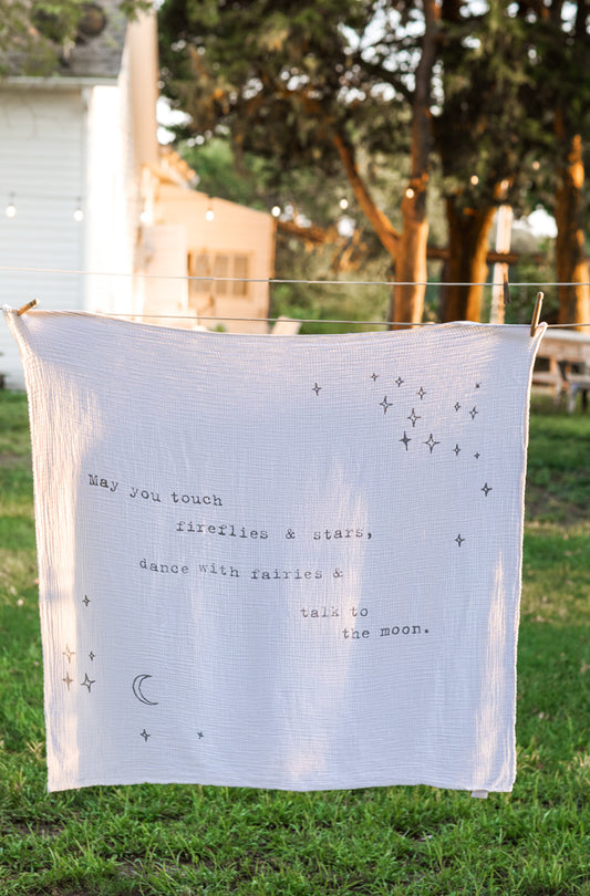 May You Touch Fireflies Swaddle Blanket 47”x47"