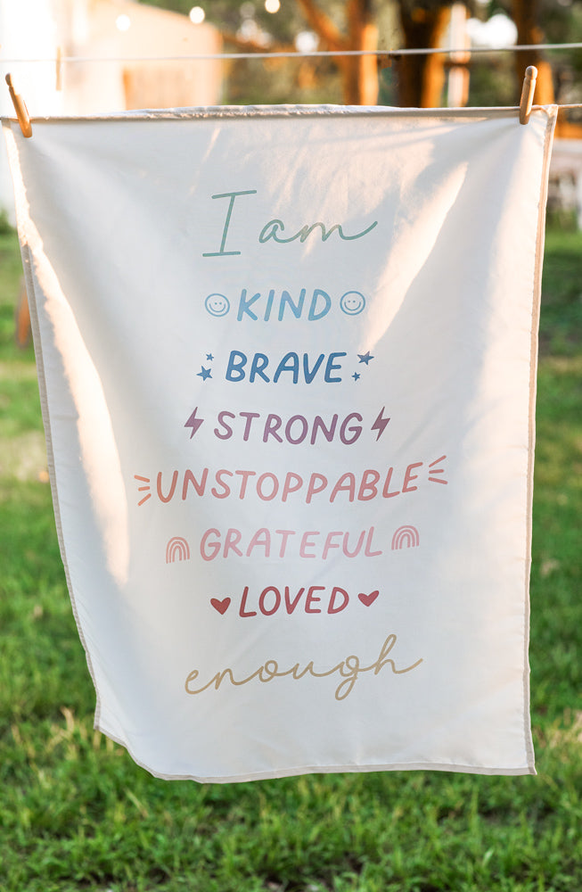 Affirmations Banner (Muted Rainbow) - Kids Wall Hanging