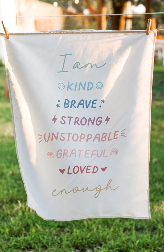 Affirmations Banner (Muted Rainbow) - Kids Wall Hanging