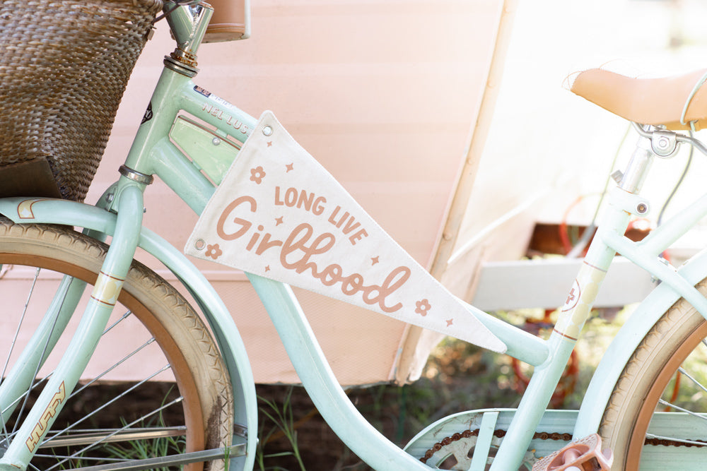 Long Live Girlhood Canvas Pennant Flag - Kids Decor