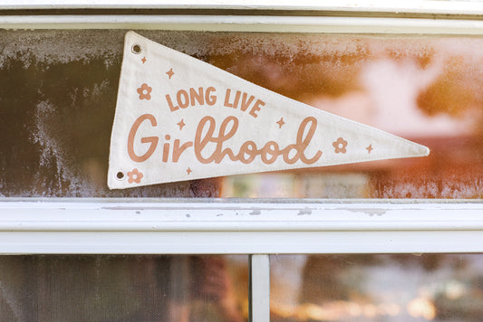 Long Live Girlhood Canvas Pennant Flag - Kids Decor