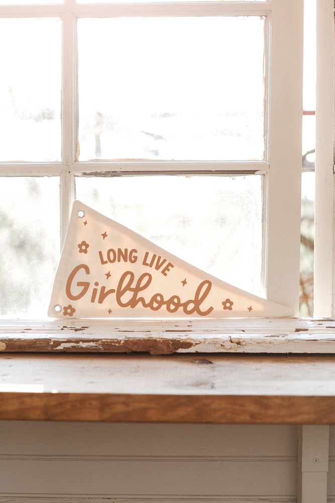 Long Live Girlhood Canvas Pennant Flag - Kids Decor
