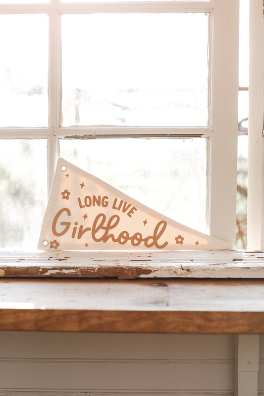 Long Live Girlhood Canvas Pennant Flag - Kids Decor