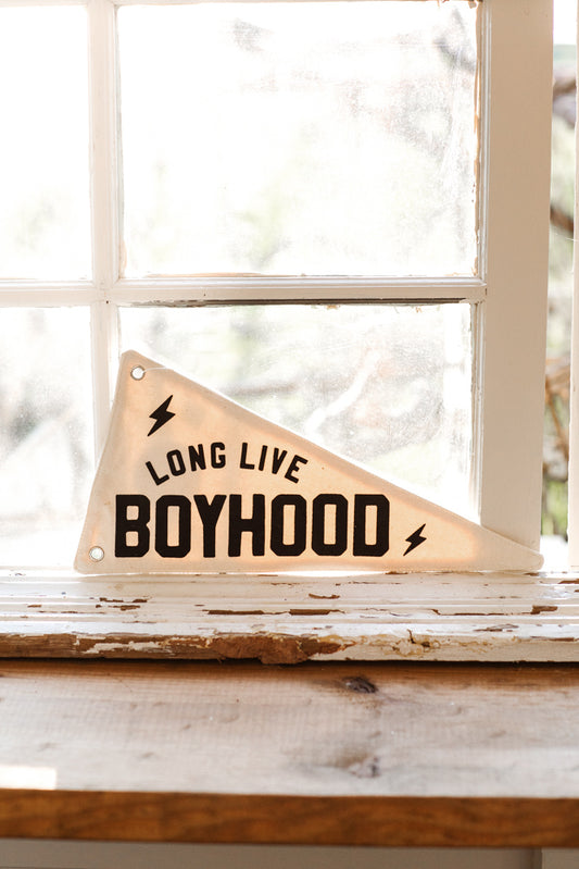 Long Live Boyhood Canvas Pennant Flag - Kids Decor